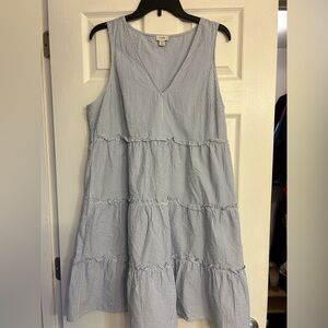 JCrew Blue and White Seersucker Sleeveless Dress